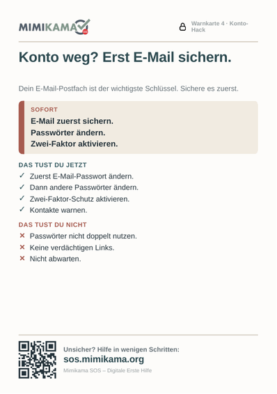 Vorschau Konto weg? Erst E-Mail sichern.