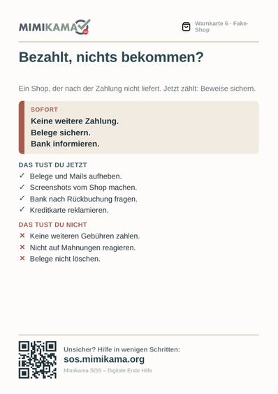 Vorschau Bezahlt, nichts bekommen?